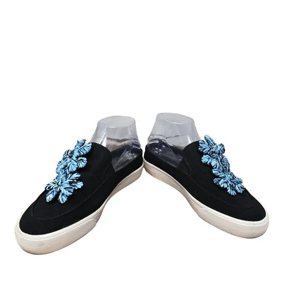 Louise et Cie Lo Branlin Embellished Raffia Black Slip-On Floral Sneaker 7