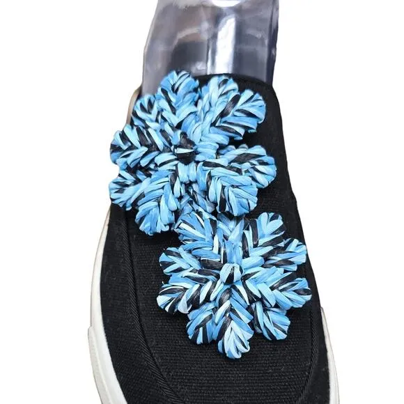 Louise et Cie Lo Branlin Embellished Raffia Black Slip-On Floral Sneaker 7