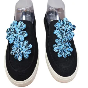Louise et Cie Lo Branlin Embellished Raffia Black Slip-On Floral Sneaker 7