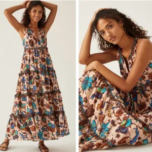 Love the Label Juliette Dress Size XS Same Nude Floral Cotton Maxi Anthropologie