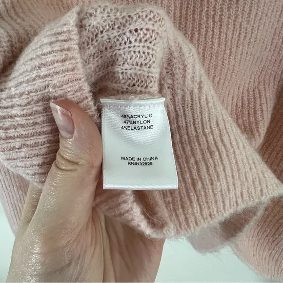 Lovers   Friends Alayah Off Shoulder Sweater Oversized XS Light Pink Baby Pink