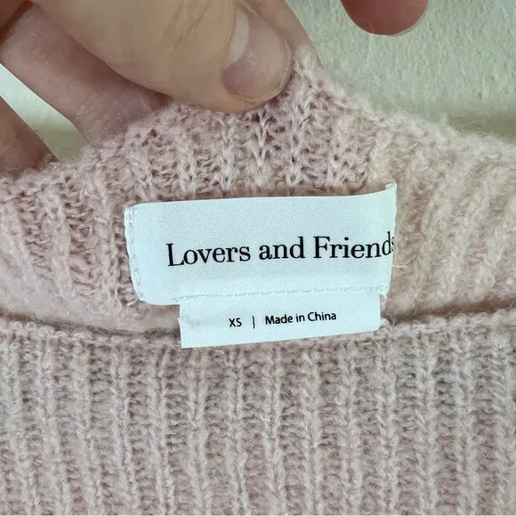Lovers   Friends Alayah Off Shoulder Sweater Oversized XS Light Pink Baby Pink