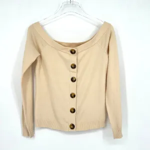 LPA Sweater women's M Off The Shoulder Cream Button Down Cardigan Boat Neck