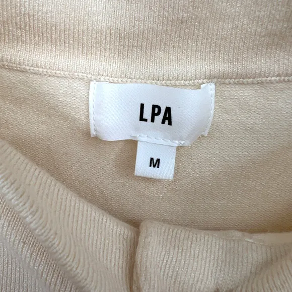 LPA Sweater women's M Off The Shoulder Cream Button Down Cardigan Boat Neck