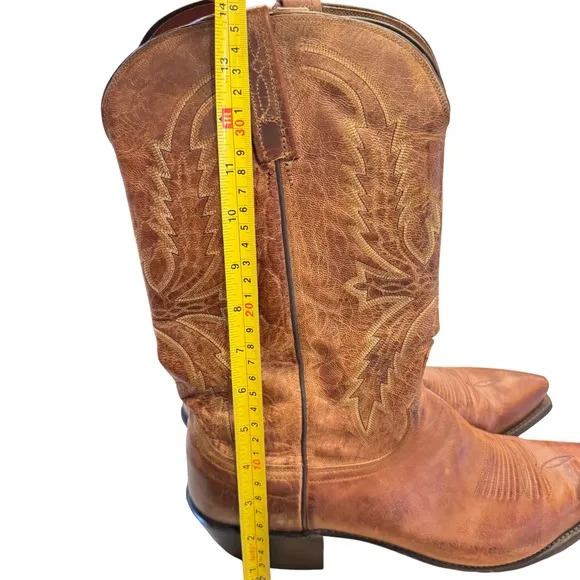 Lucchese 1883 Exotic Leather Cowboy Boots Stitch Detail Snip Toe Mens Size 12