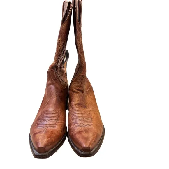 Lucchese 1883 Exotic Leather Cowboy Boots Stitch Detail Snip Toe Mens Size 12
