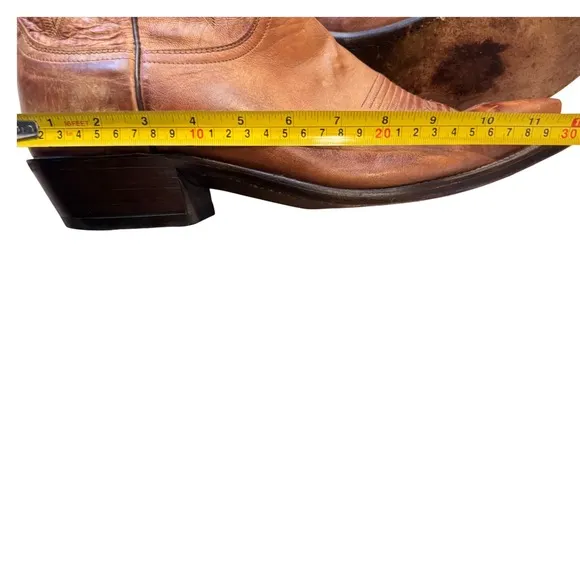 Lucchese 1883 Exotic Leather Cowboy Boots Stitch Detail Snip Toe Mens Size 12