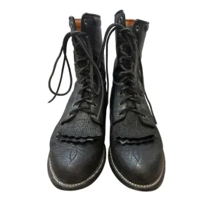 Lucchese 2000 Black Leather Lace Up Boots Mens Size 9.5