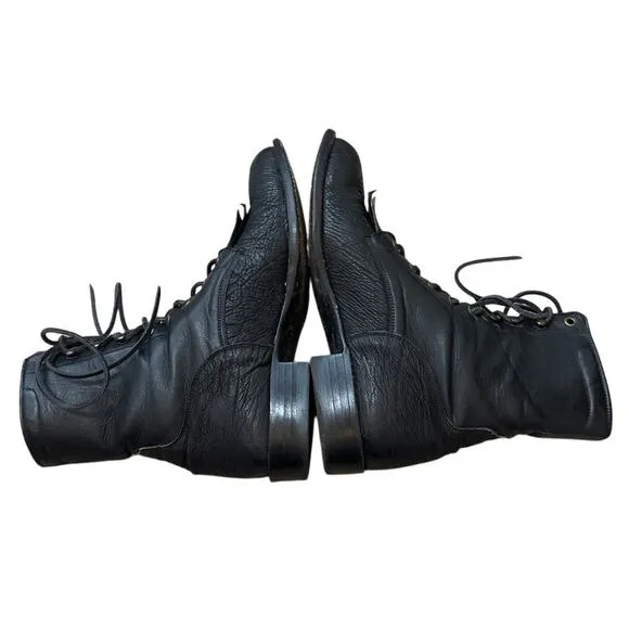 Lucchese 2000 Black Leather Lace Up Boots Mens Size 9.5