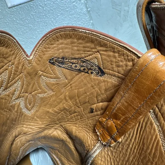 Lucchese 2000 Brown Ostrich Leg Leather Roper Men's Cowboy Boots Size 11 B