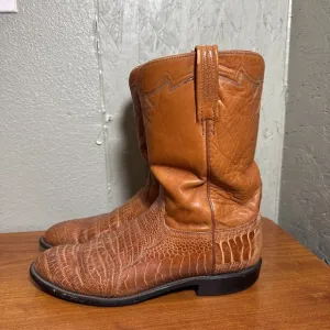 Lucchese 2000 Brown Ostrich Leg Leather Roper Men's Cowboy Boots Size 11 B