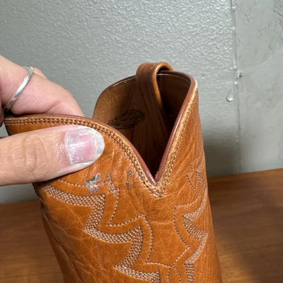 Lucchese 2000 Brown Ostrich Leg Leather Roper Men's Cowboy Boots Size 11 B