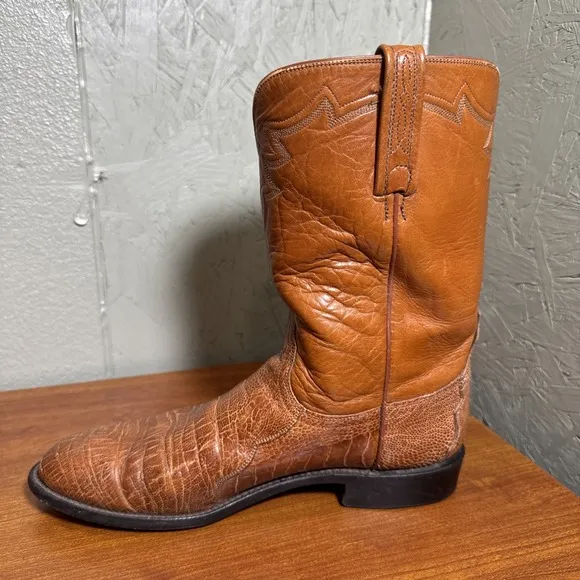 Lucchese 2000 Brown Ostrich Leg Leather Roper Men's Cowboy Boots Size 11 B