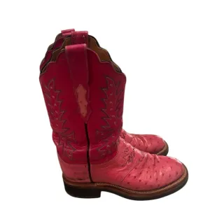 Lucchese 2000 Womens Size 7 Pink Ostrich Leather Cowboy Western Boots Fuchsia