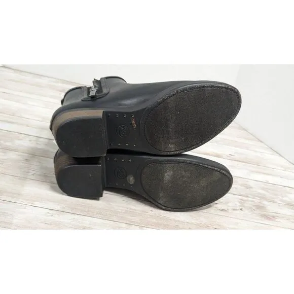 Lucky Brand Bunita Womens Size 6M Black Side Zip Round Toe Block Heel Rain Boots
