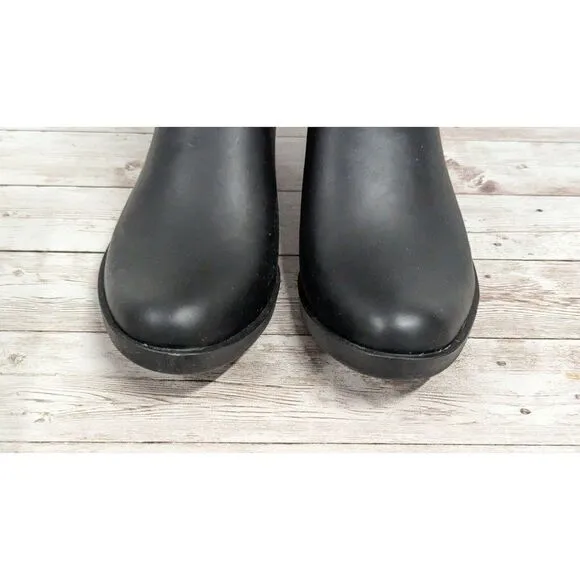 Lucky Brand Bunita Womens Size 6M Black Side Zip Round Toe Block Heel Rain Boots