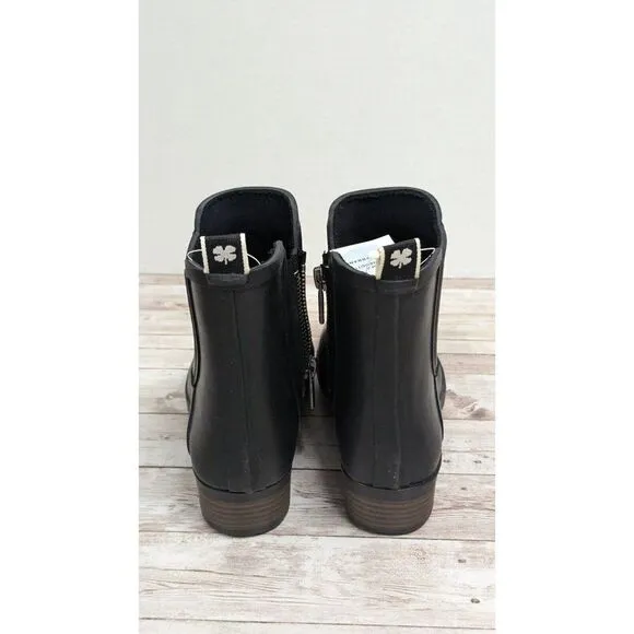 Lucky Brand Bunita Womens Size 6M Black Side Zip Round Toe Block Heel Rain Boots