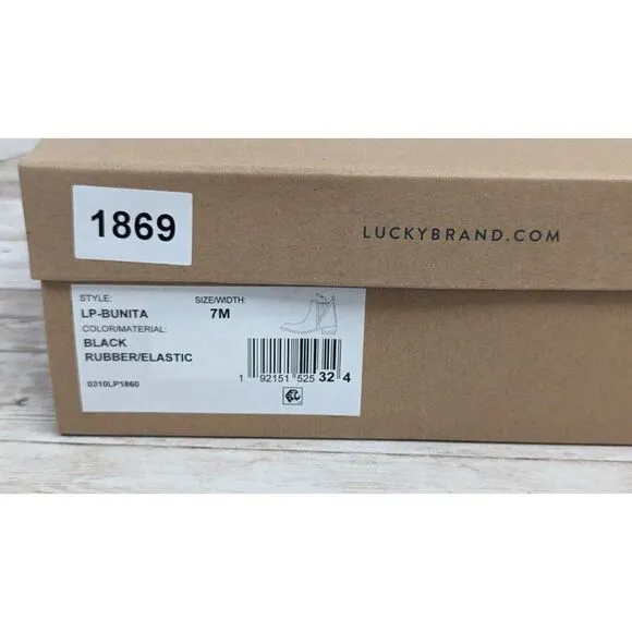 Lucky Brand Bunita Womens Size 7M Black Side Zip Round Toe Block Heel Rain Boots
