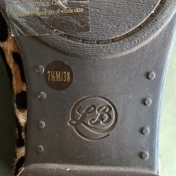 Lucky Brand Burklee Leopard Print Leather Side Zip Ankle Boots Women's Size 7.5