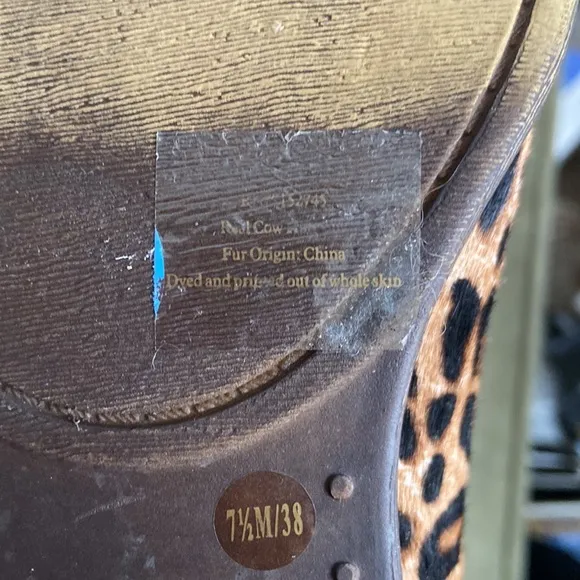 Lucky Brand Burklee Leopard Print Leather Side Zip Ankle Boots Women's Size 7.5