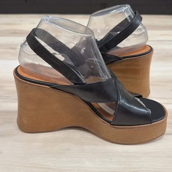 Lucky Brand Delaynee Wood Wedge Sandals
