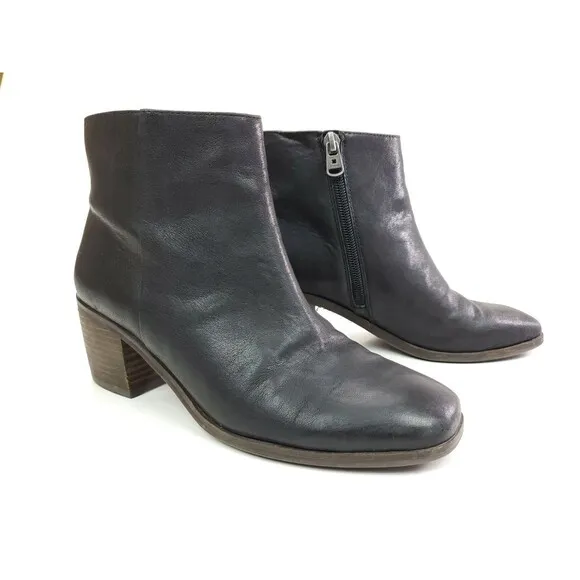 Lucky Brand LK Mazzee Black Leather Ankle Boots Size 6 M Side Zip Bootie
