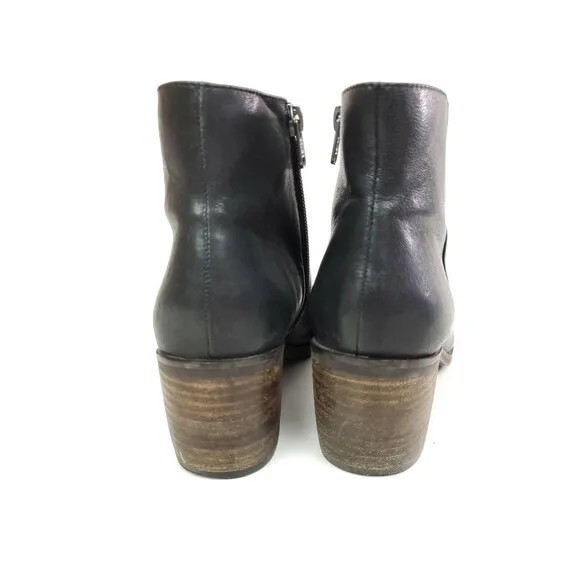 Lucky Brand LK Mazzee Black Leather Ankle Boots Size 6 M Side Zip Bootie