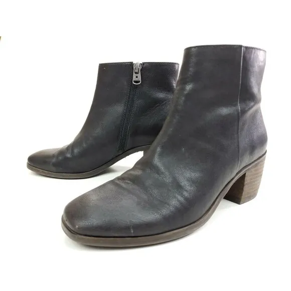Lucky Brand LK Mazzee Black Leather Ankle Boots Size 6 M Side Zip Bootie
