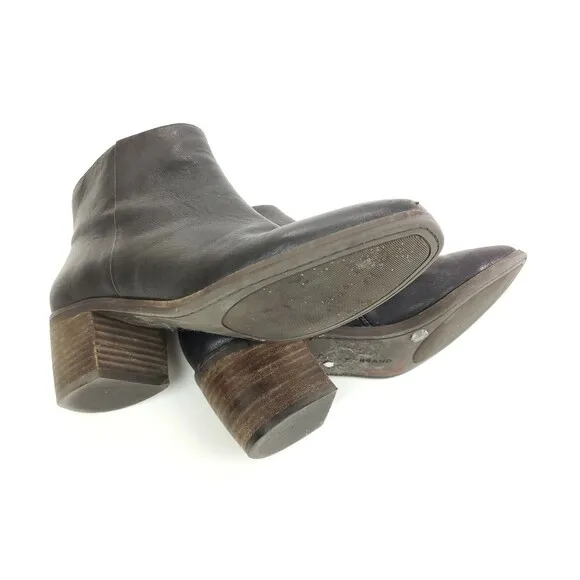 Lucky Brand LK Mazzee Black Leather Ankle Boots Size 6 M Side Zip Bootie