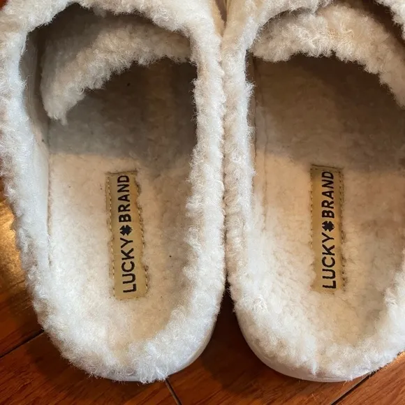 Lucky Brand Off White Sherpa Slip-on Shoes