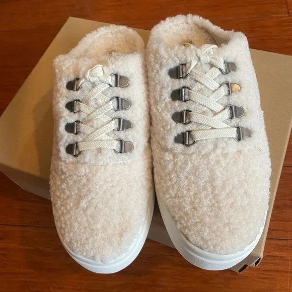 Lucky Brand Off White Sherpa Slip-on Shoes