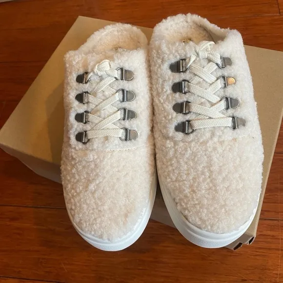 Lucky Brand Off White Sherpa Slip-on Shoes