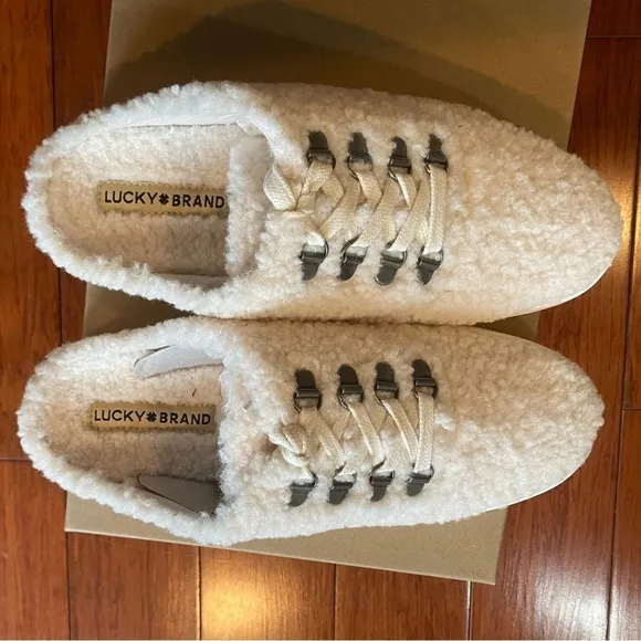 Lucky Brand Off White Sherpa Slip-on Shoes