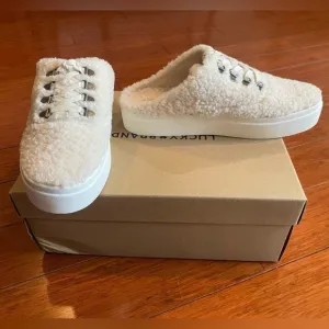 Lucky Brand Off White Sherpa Slip-on Shoes