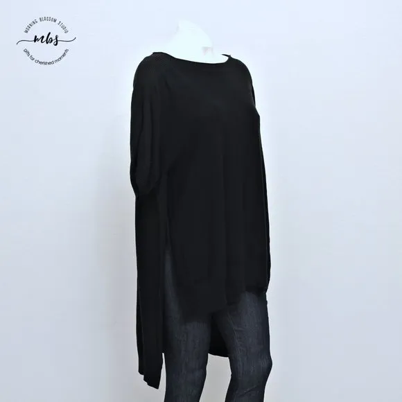 Lululemon Be at Ease Knit Boat Neck Poncho Sweater Black Women One Size