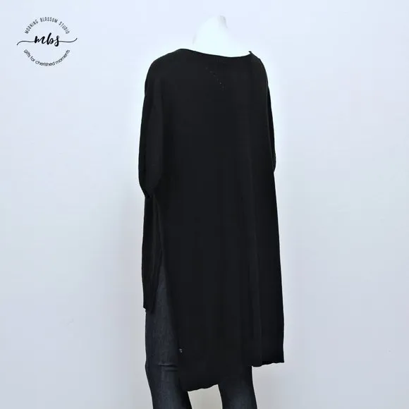 Lululemon Be at Ease Knit Boat Neck Poncho Sweater Black Women One Size