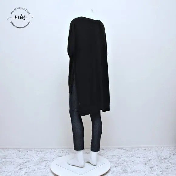 Lululemon Be at Ease Knit Boat Neck Poncho Sweater Black Women One Size