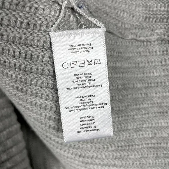 Lunya Cozy Cotton Silk Reversible Pullover Sweater Grey Heather Sz L Ribbed