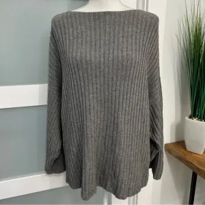 Lunya Ribbed Pima Alpaca Pullover Sweater Grey SZ XS/Small Oversized Relaxed Fit