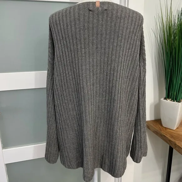 Lunya Ribbed Pima Alpaca Pullover Sweater Grey SZ XS/Small Oversized Relaxed Fit