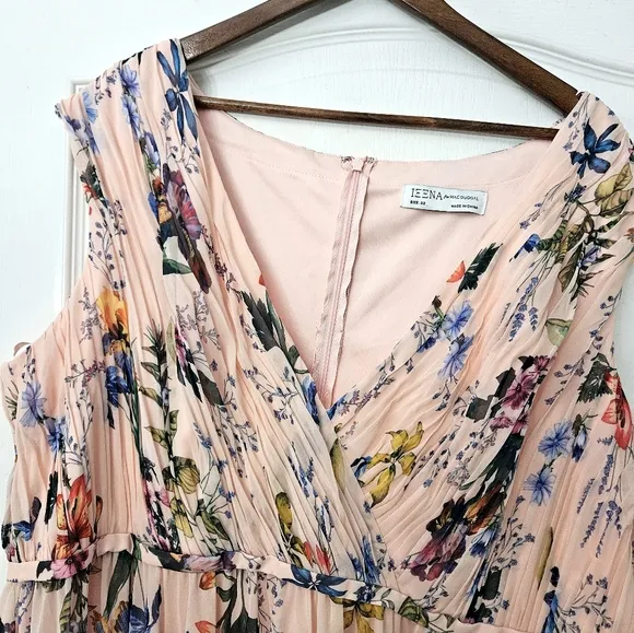 MAC DUGGAL 55829 Pleated Pink Floral Cap Sleeve A-line Gown Dress Size 22 NWOT