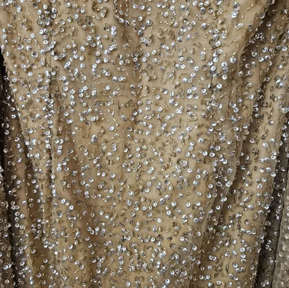 Mac Duggal 5931 Sequined Cape Sleeve Mini Dress in Gold SZ 8 NEW Flaw