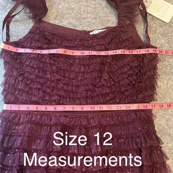 Mac Duggal 8054 Womens Size 12  Amethyst Ruffle Cap Sleeve Tiered Midi Dress