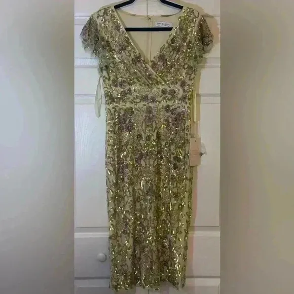 Mac Duggal Beaded Floral Sheath Dress Size 8 NWT