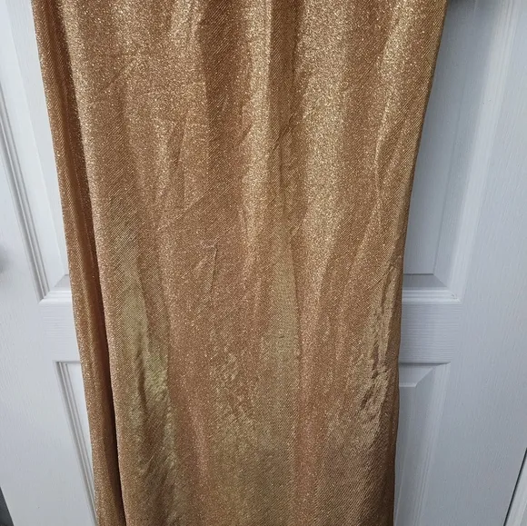 Mac Duggal Draped Glitter Fabric High Neck Puff Sleeve Trumpet Gown SZ 12 NWT