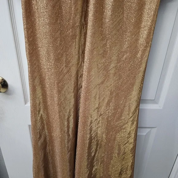Mac Duggal Draped Glitter Fabric High Neck Puff Sleeve Trumpet Gown SZ 12 NWT