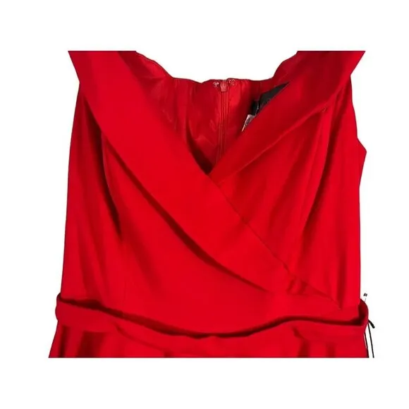 Mac Duggal Dress Women 18W Red Off Shoulder Mini Festive Holiday Christmas Gala