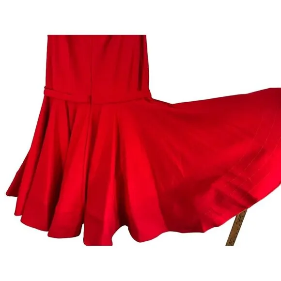 Mac Duggal Dress Women 18W Red Off Shoulder Mini Festive Holiday Christmas Gala