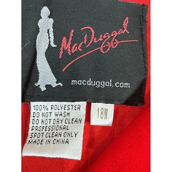 Mac Duggal Dress Women 18W Red Off Shoulder Mini Festive Holiday Christmas Gala