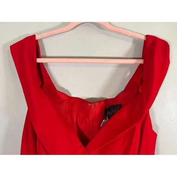Mac Duggal Dress Women 18W Red Off Shoulder Mini Festive Holiday Christmas Gala